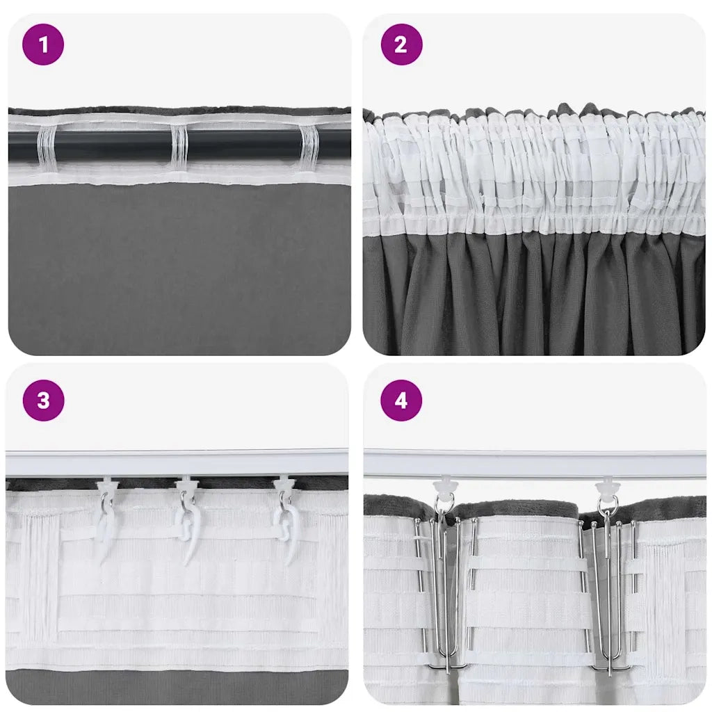 Tende in Velluto con tende 2 pcs Grigio 245 x 140 cm Velluto 4107691