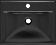 Wastafello con cavo di scarico argentato incluse con sovrappiatura 51x41,5x15,5 cm nero opaco ceramica ML design