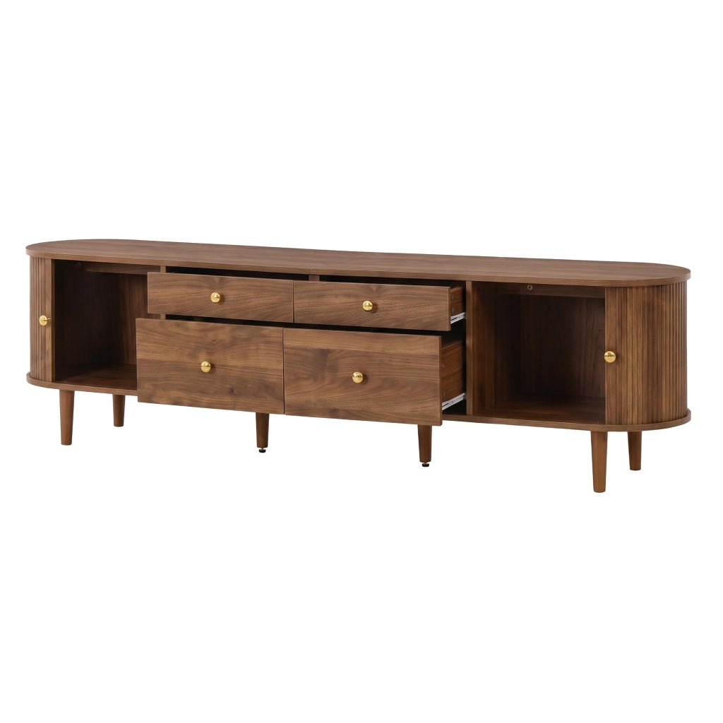 Mobile TV con 2 ante scorrevoli e 4 cassetti; per soggiorno; in MDF e truciolare; noce; 180×35×50 cm