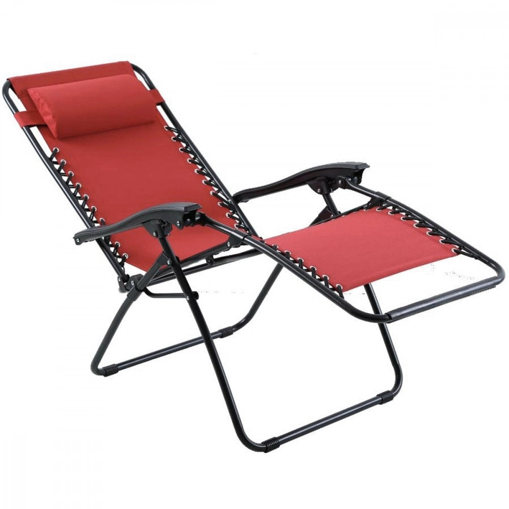 Trade Shop - Sdraio Sedia In Textilene Rosso Pieghevole Multiposizione Reclinabile Giardino 221001 -