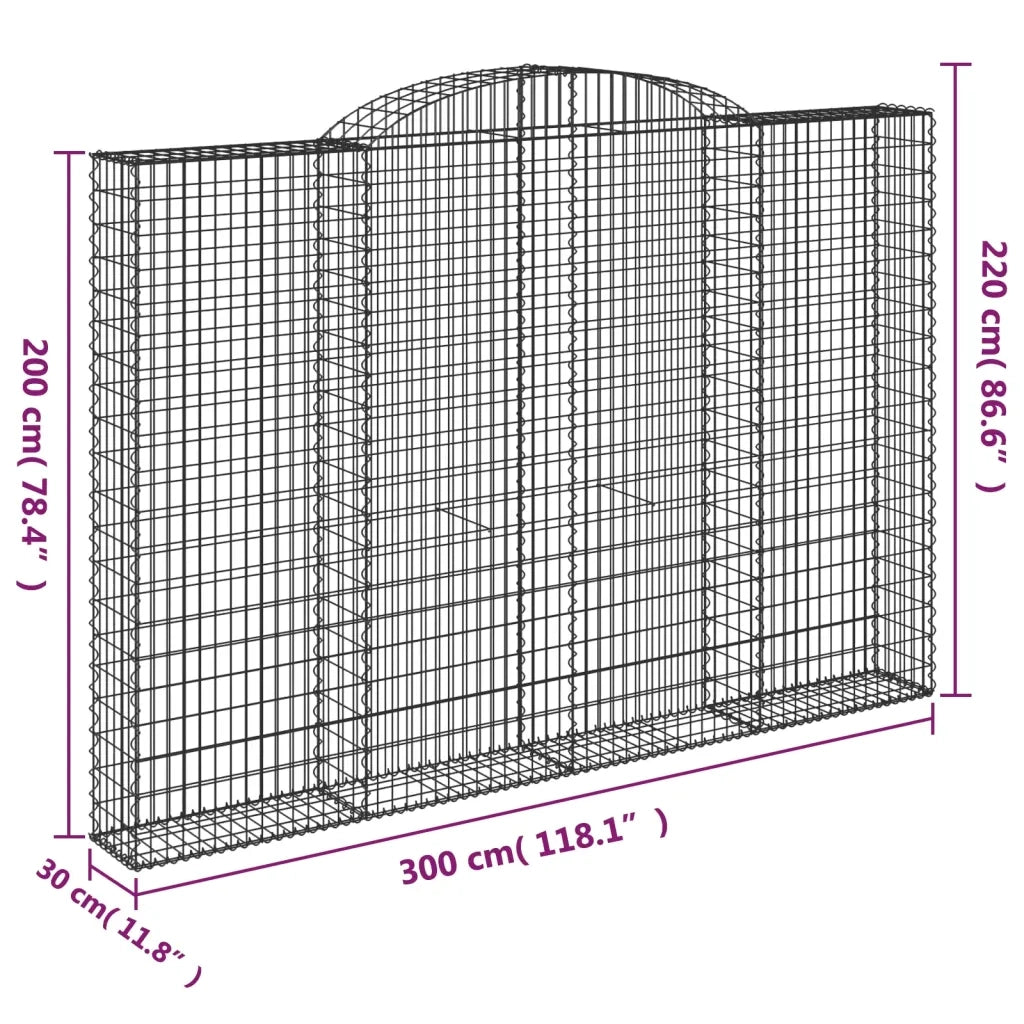 Cesti Gabbioni ad Arco 4 pz 300x30x200/220 cm Ferro Zincato 3146613