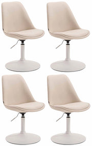 Set di 4 sedie da pranzo in tessuto Maverick crema,bianco