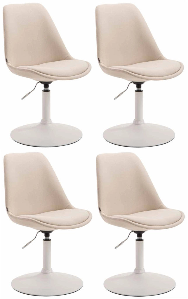 Set di 4 sedie da pranzo in tessuto Maverick crema,bianco