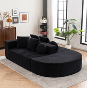Divano modulare 263x171x66 cm senza montaggio in chenille nero