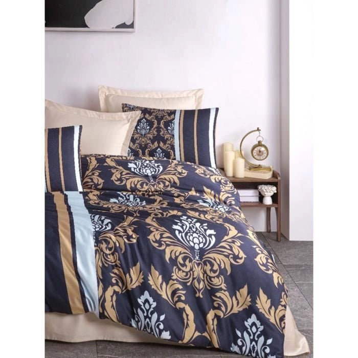 Completo letto - 1 copripiumino 220 x 240 cm + 2 federe 60 x 60 cm - 100% poliestere microsatin - Blu