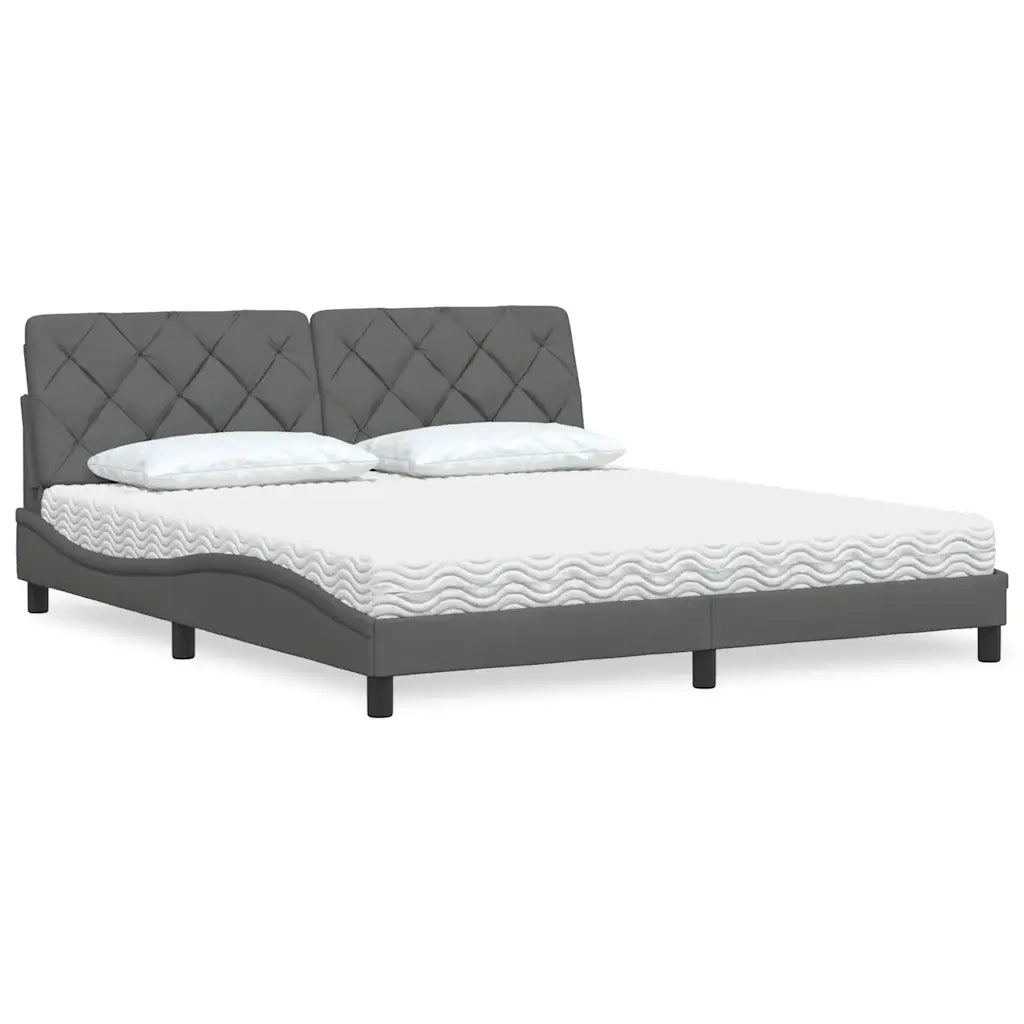 Letto con Materasso Grigio Scuro 180x200 cm Tessuto