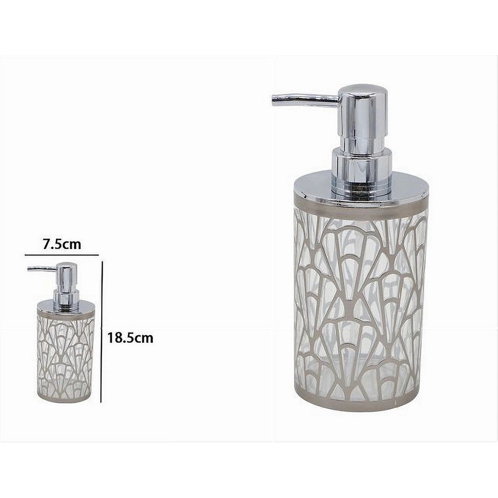 Trade Shop - Dispenser Per Sapone Liquido Argento Contemporaneo Dosatore Arredo Bagno 59100 -