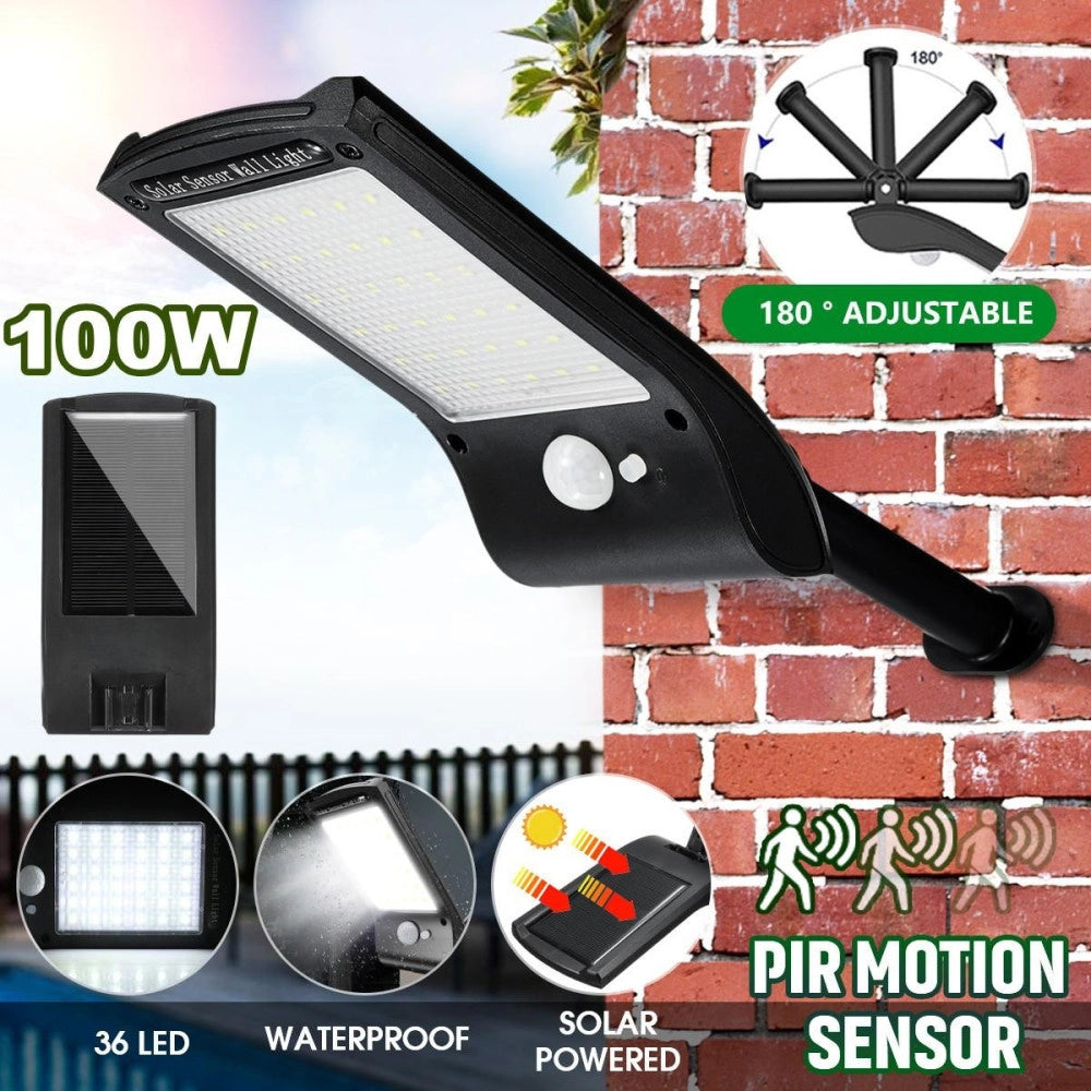 Trade Shop - Luce Solare Applique 36 Led Da Parete Sensore Di Movimento Giardino Linq L808b -