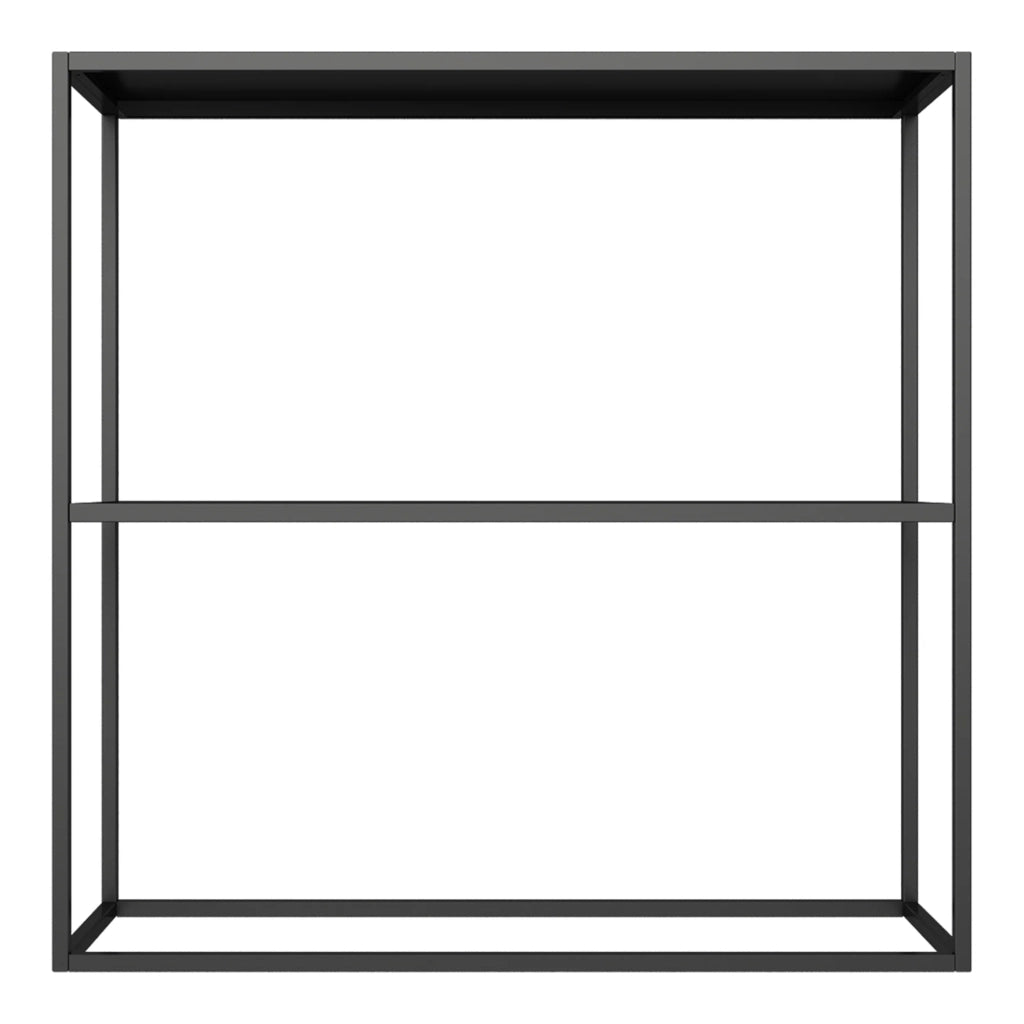 Tavolo consolle con 2 ripiani acciaio 80 x 80 x 26 cm nero opaco 03_0008592