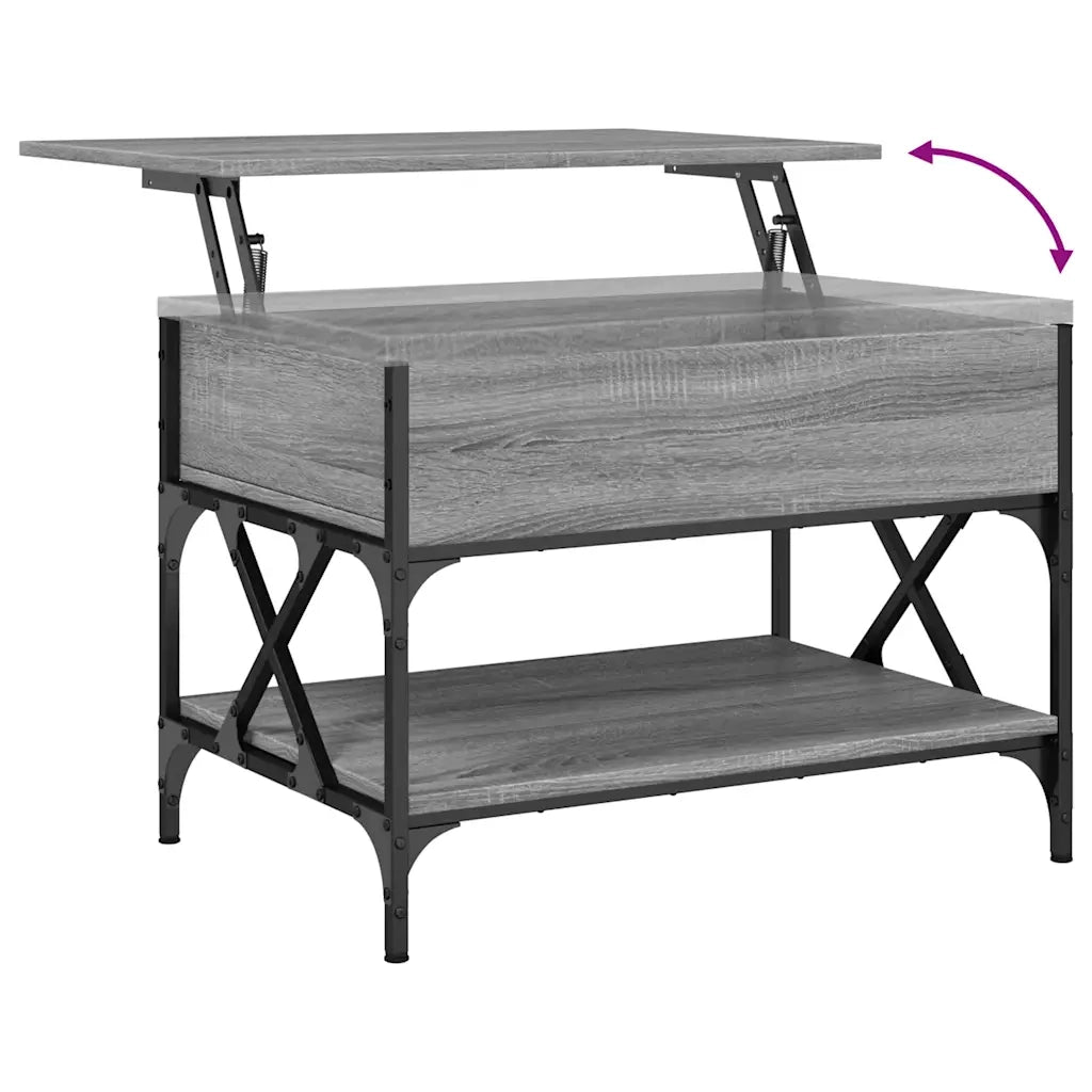 Tavolino Salotto-Tavolino da soggiorno-Tavolo Grigio Sonoma 70x50x50 cm Multistrato Metallo