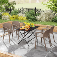 Set 4 Sedie da Giardino 60x56x75 cm Impilabili in Polipropilene Grigio