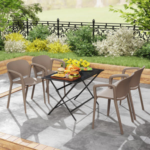 Set 4 Sedie da Giardino 60x56x75 cm Impilabili in Polipropilene Grigio