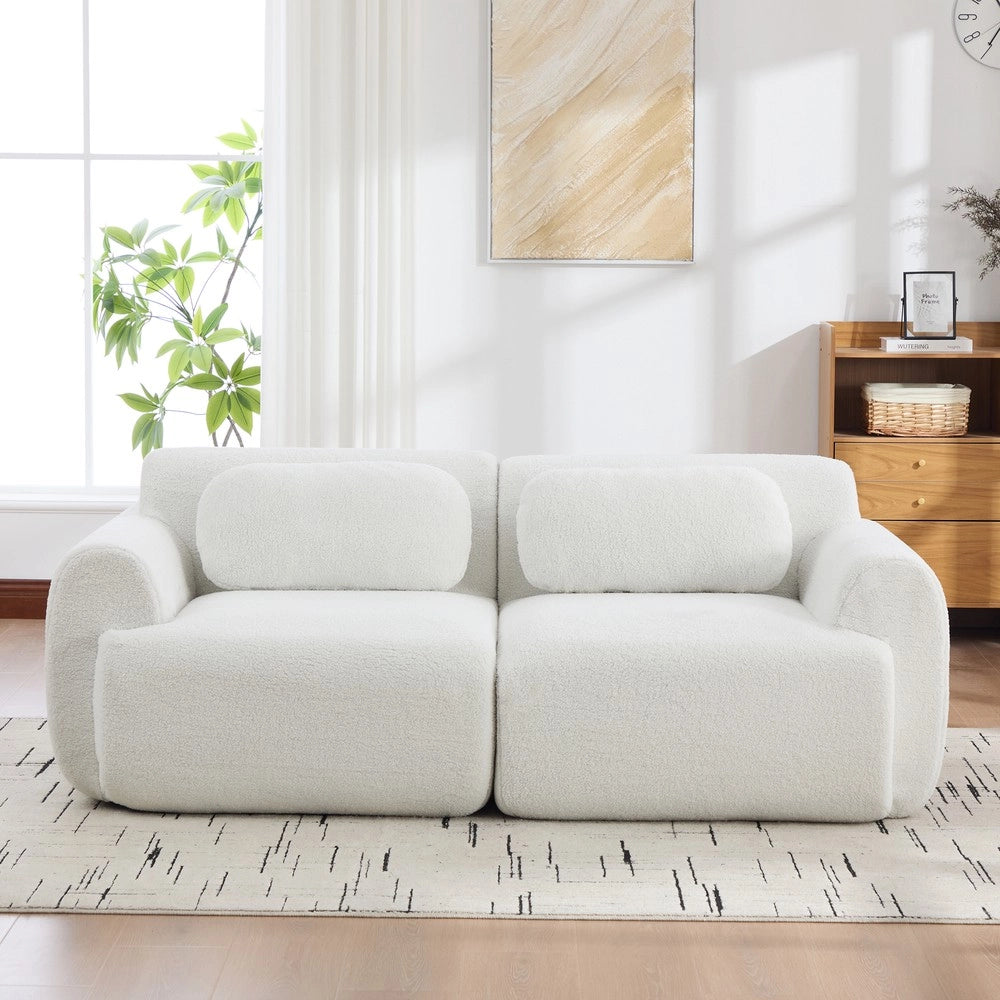 Divano Modulare in Tessuto Chenille ¨C MINIMAL ¨C Avorio, Morbido, Antiscivolo