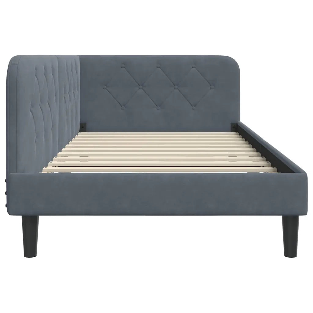 Cornice del letto ad angolo Grigio scuro 100 x 200 cm Velluto