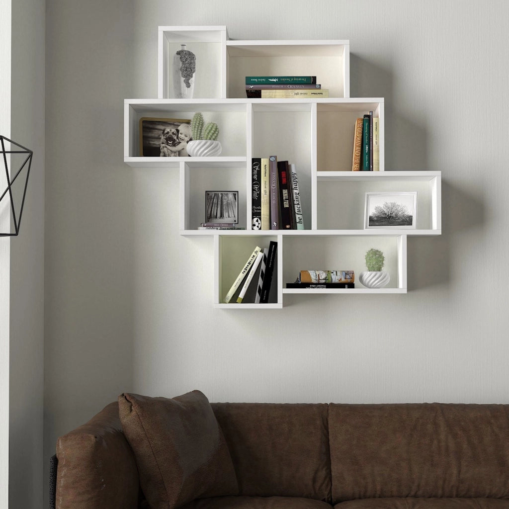 Mensola da parete in legno "Parola" - 115 x 15 x 103 cm - Bianco