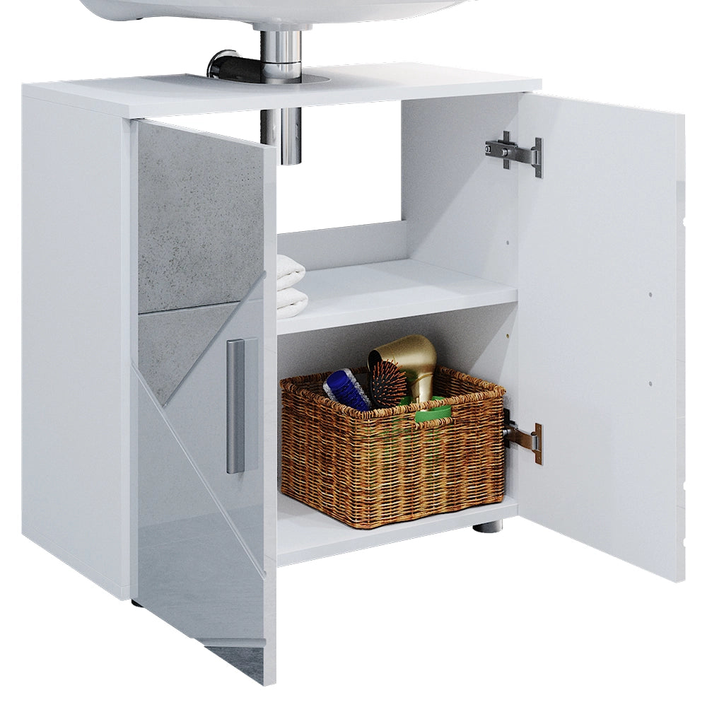 Vicco Mobile sottolavabo per bagno Bianco lucido con inserti 60 x 59 cm
