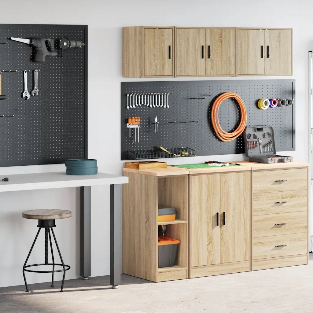 vidaXL Armadi da Garage 2 pz Rovere Sonoma in Legno Multistrato