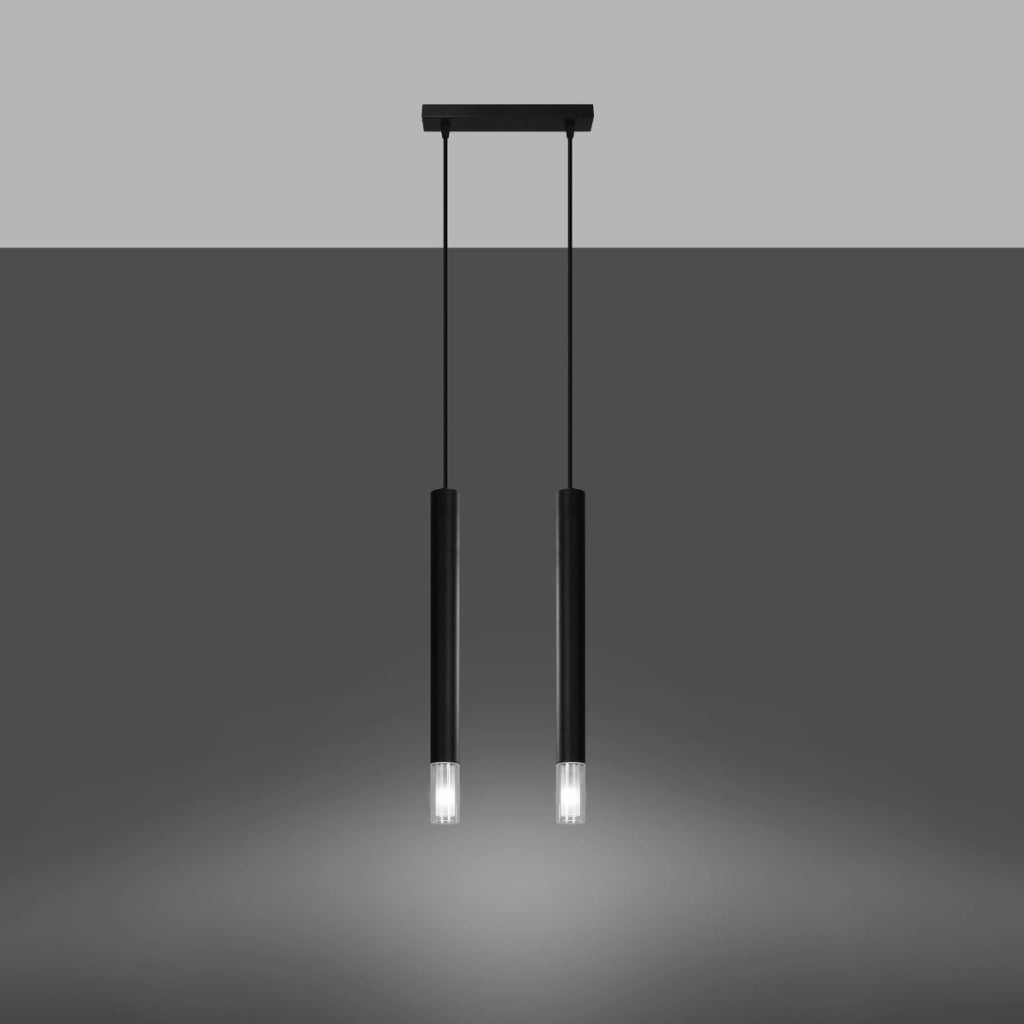 Lampada a sospensione WEZYR Ocean Green in acciaio nero e vetro 2x8W LED IP20