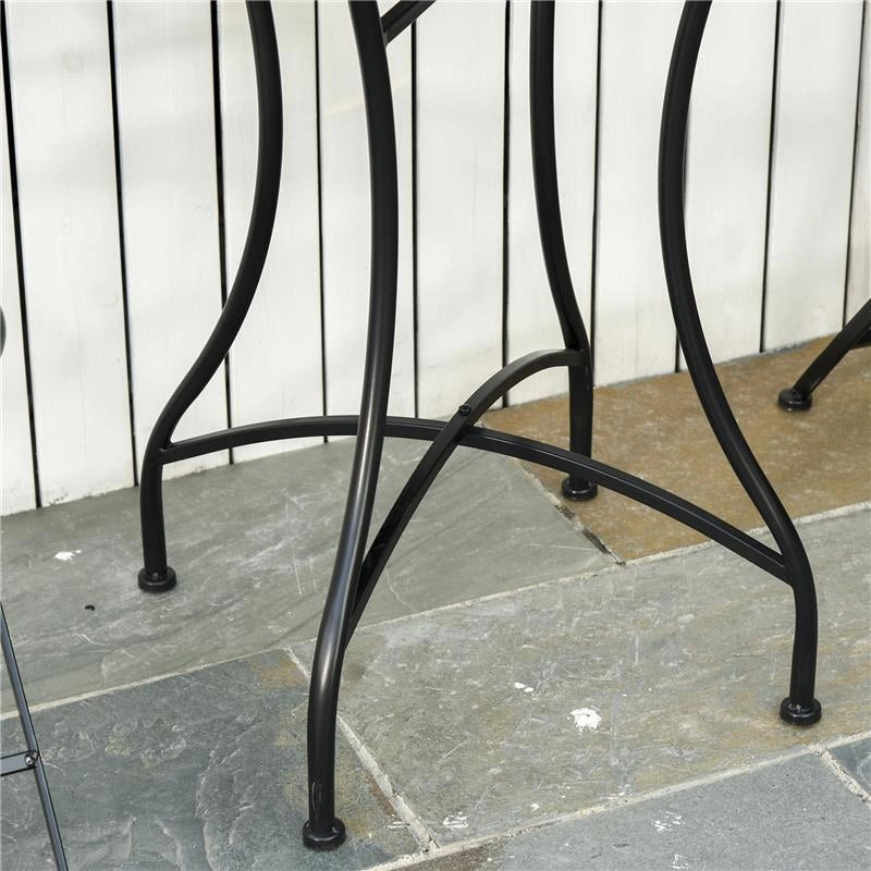 TAVOLINO DA GIARDINO IN METALLO E CERAMICA 60 X 71 CM NERO