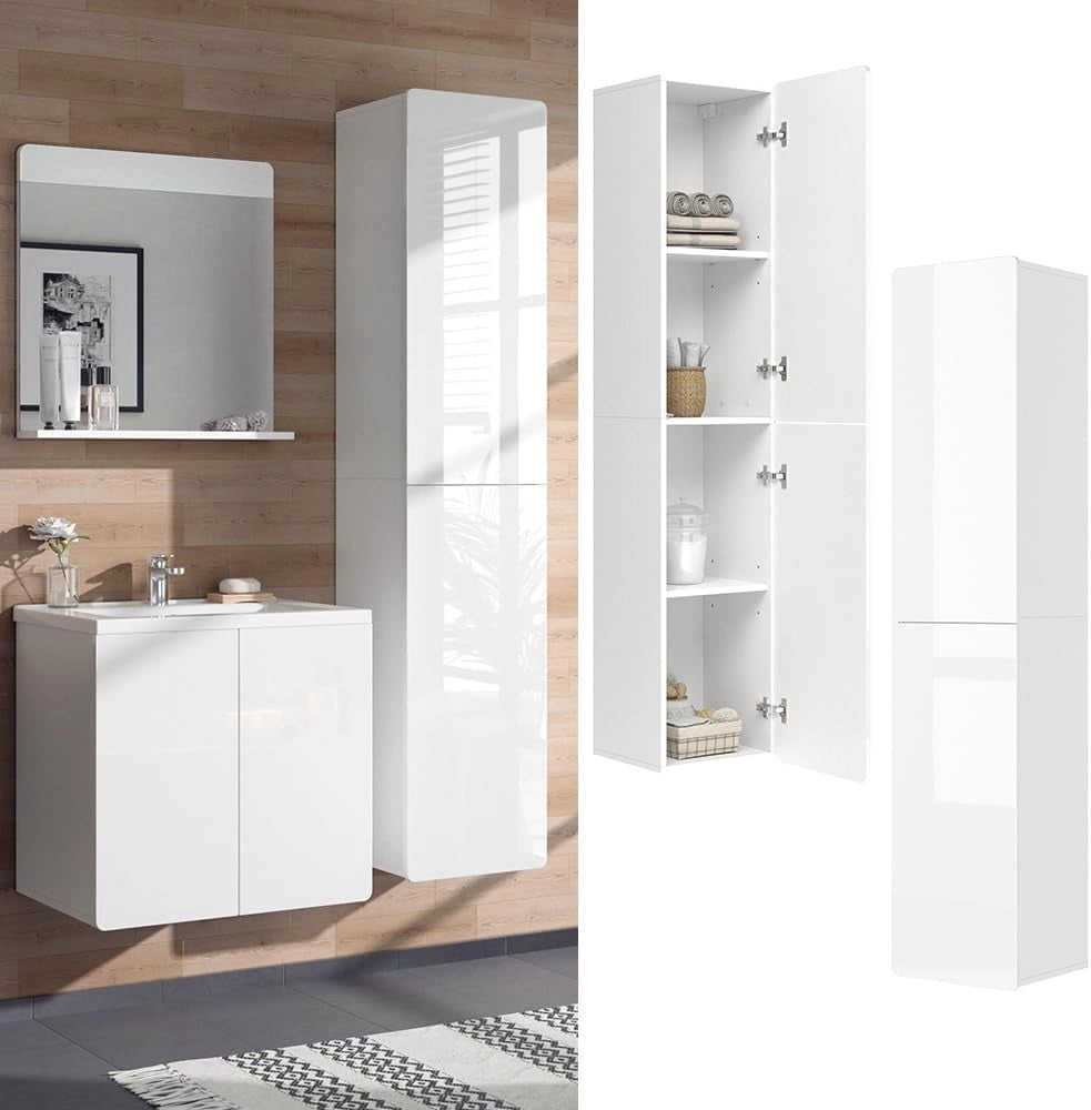 Mobile bagno alto Izan, Bianco, 36.6 x 171.6 cm, a parete, combinabile con altri mobili da bagno Izan