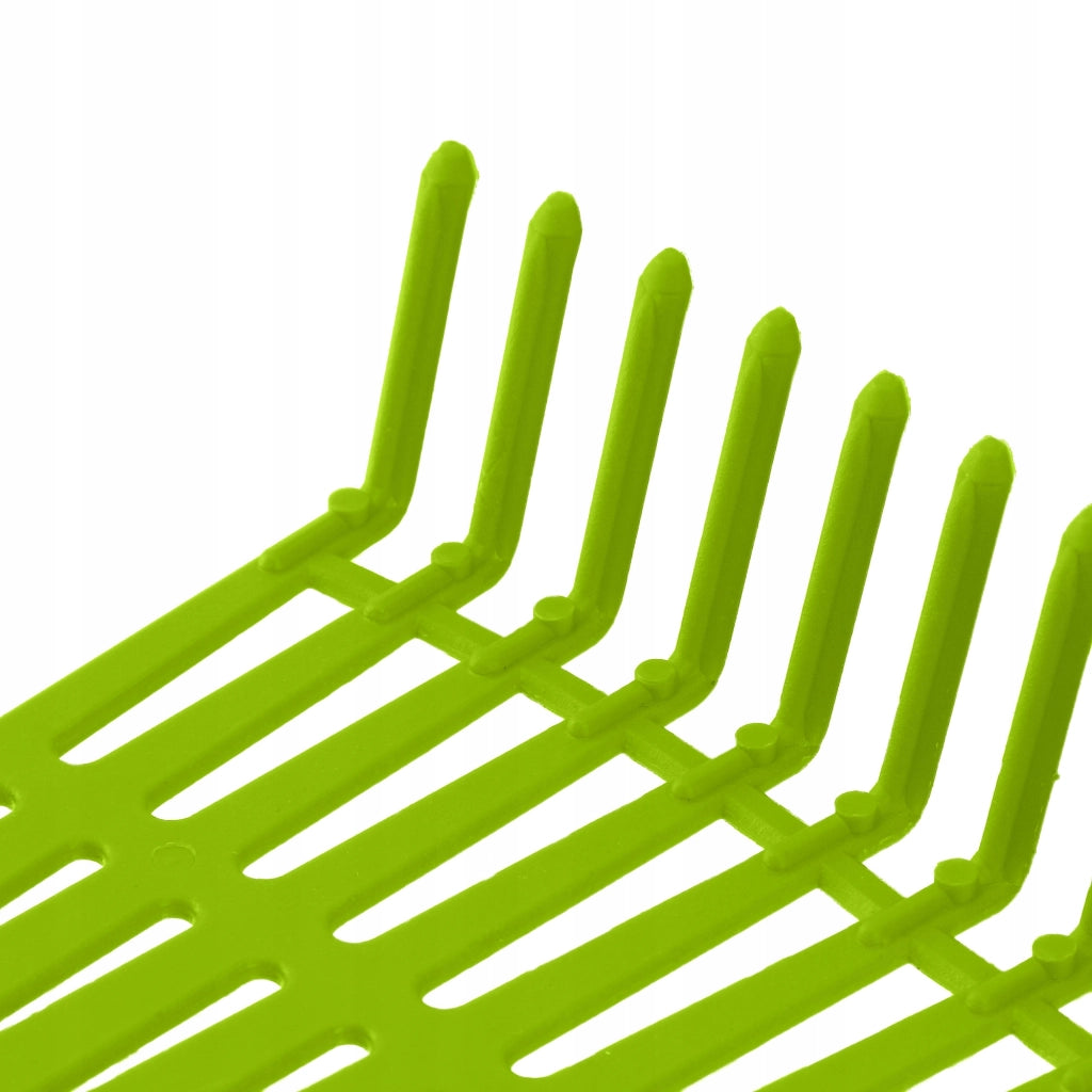 Rastrello da giardino KADAX per foglie ed erba, con artigli, senza manico, in plastica, verde