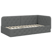 Letto singolo | Letto per adulti | Cornice del letto ad angolo Grigio scuro 90 x 190 cm Tessuto
