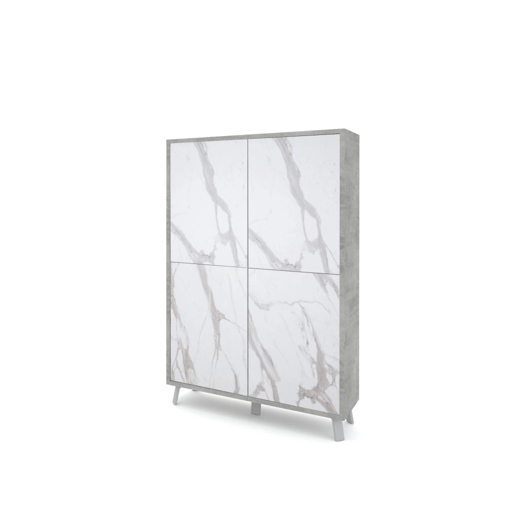 Credenza alta VELBRUK cemento/marmo calacatta
