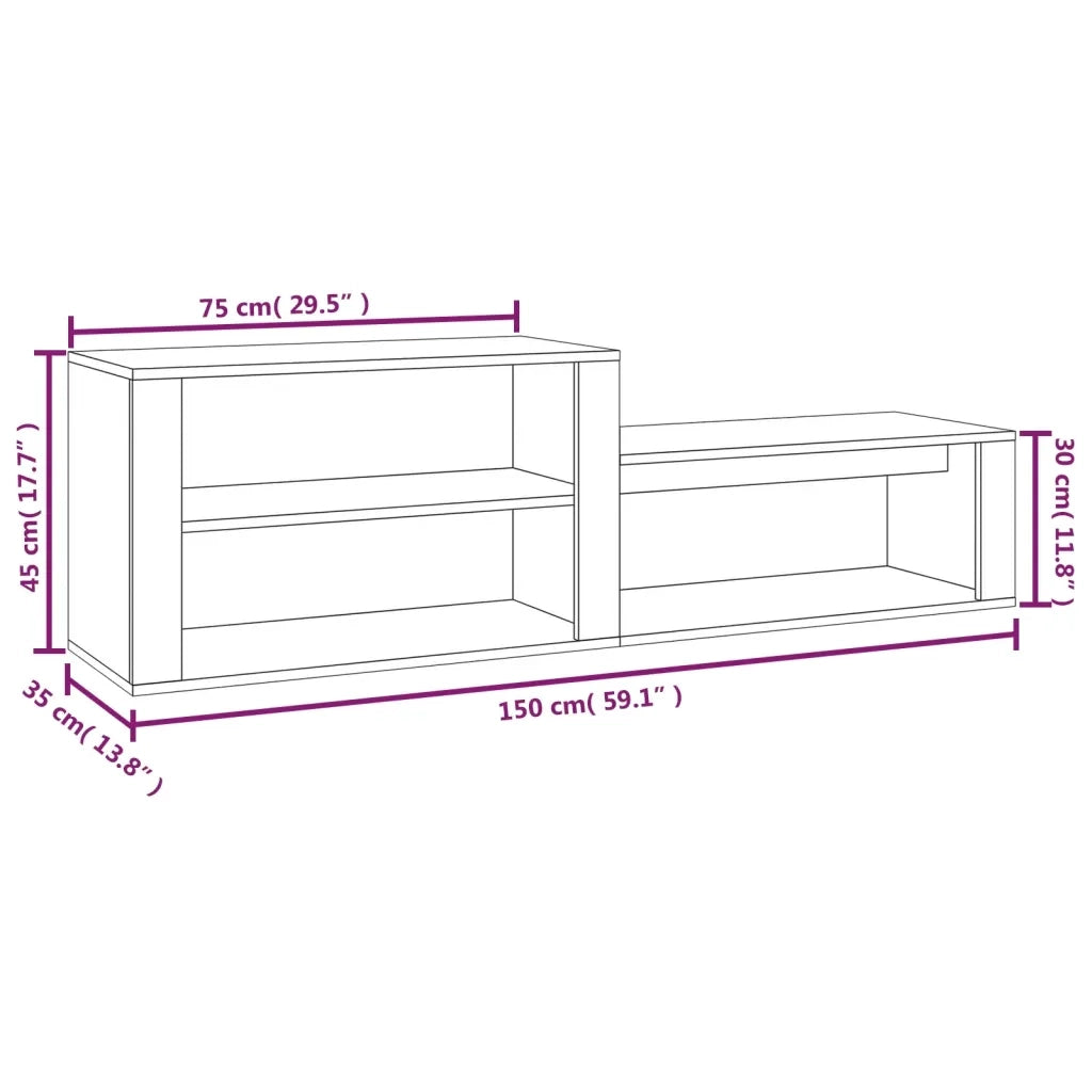 Scarpiera Grigio Cemento 150x35x45 cm in Legno Multistrato 816916