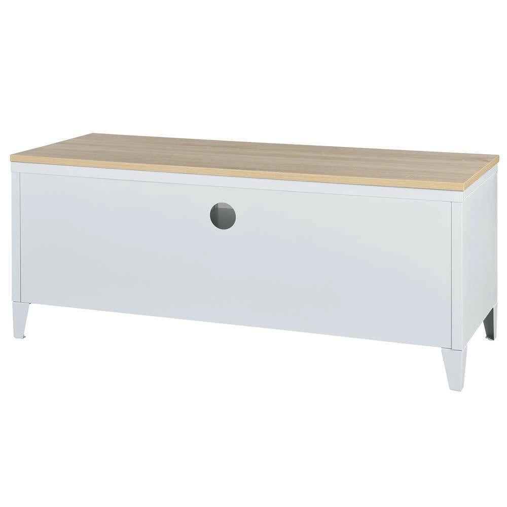 Armadietto Mobiletto TV con Cassetto Metallo MDF Mobile Televisione Moderno Bian