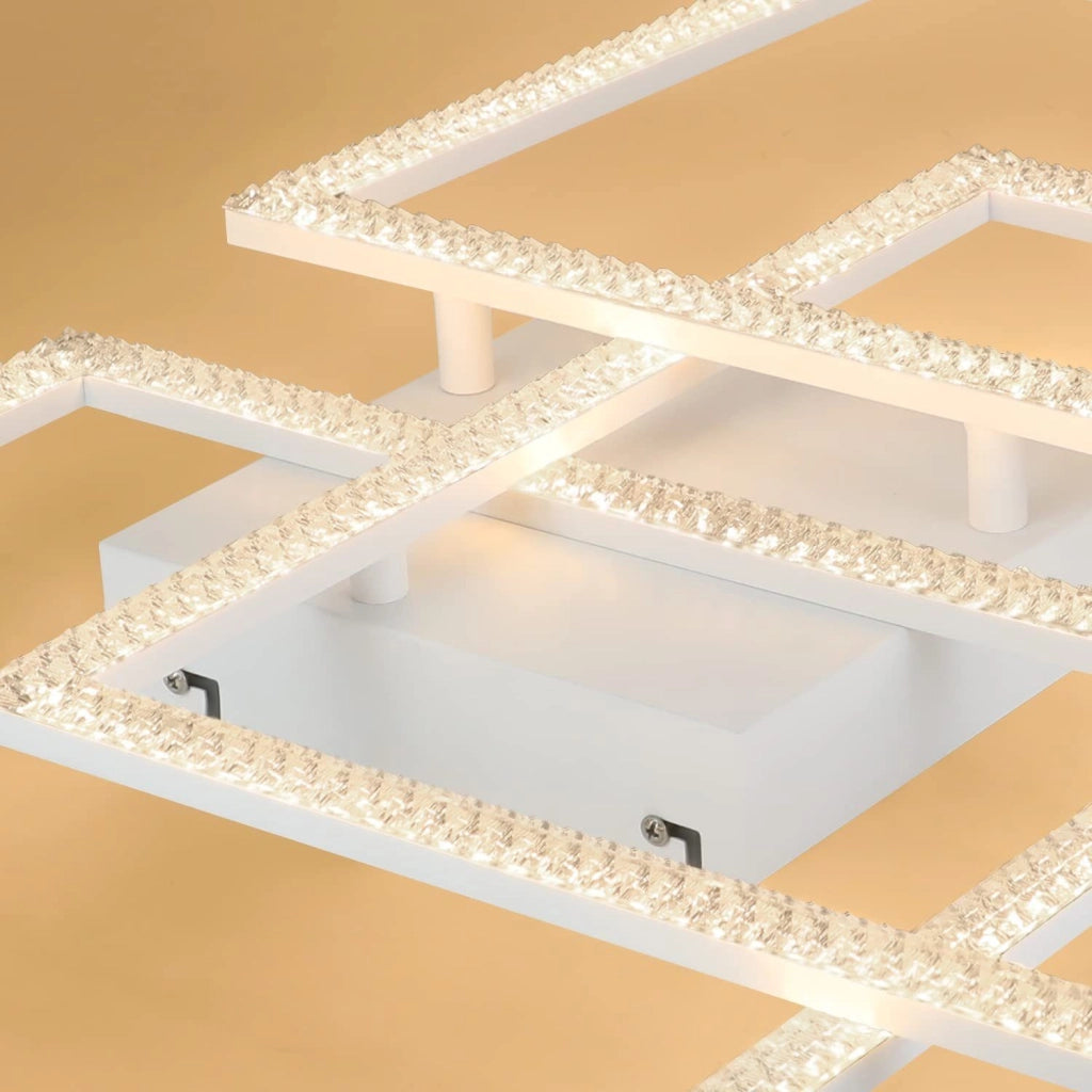 ZMH Lampada da soffitto LED quadrata in cristallo bianco per soggiorno con telecomando 82W