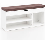 Banca in Legno - Schienale in Pelle Armadio a Specchio - Banca Angusta per Corridoio - Banca di Deposito per Scarpe - Bianca - 104x51x32 cm