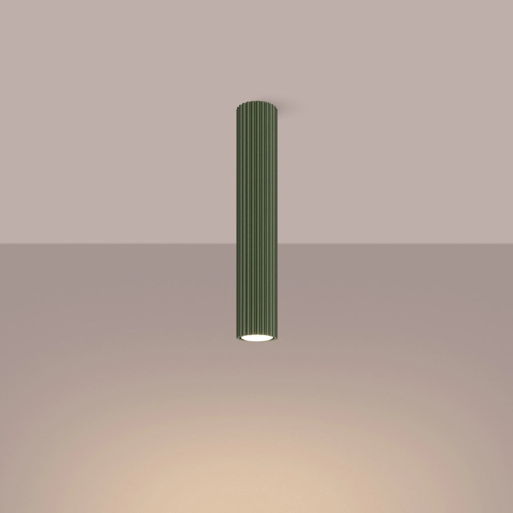 Spot soffitto tubo verde oliva rigato 40cm GU10 Gravio