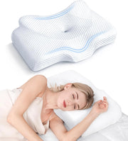 OLYMPIA OrtoMed Cuscino Ortopedico Sanitario Cervicale Memory Foam, 2 in 1 Ergonomico per Dormire, Supporto Cervicale con Federa Sfoderabile e Lavabile