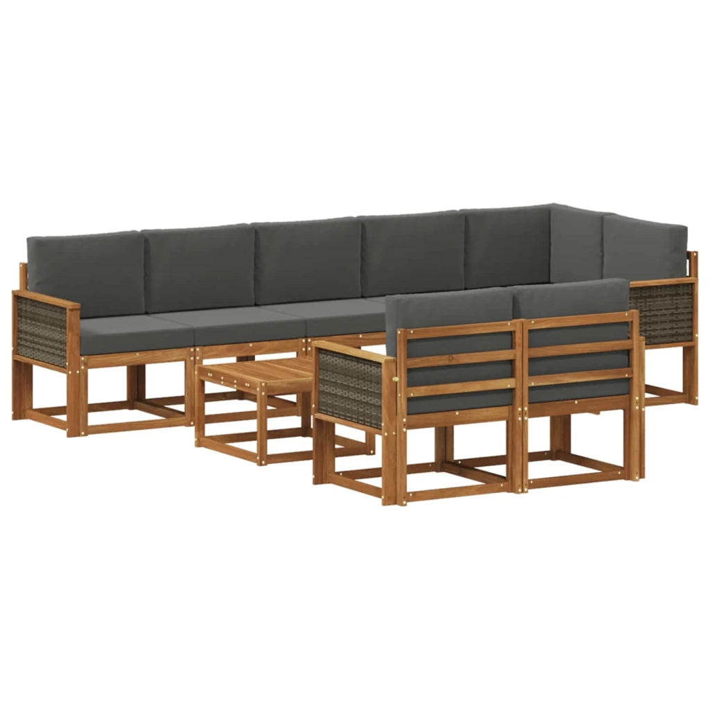 Set di divani da esterno 9 pz Naturale e Antracite Poliestere 3385328