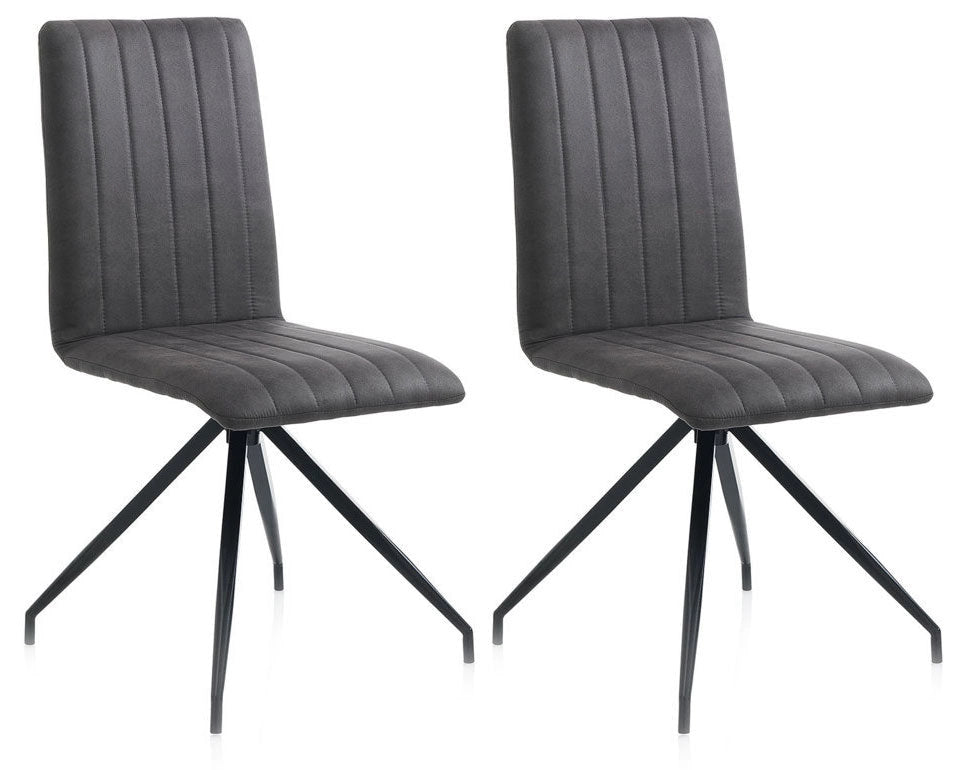 Set 2 Sedie 44x50x90,5 cm in Similpelle Grigio