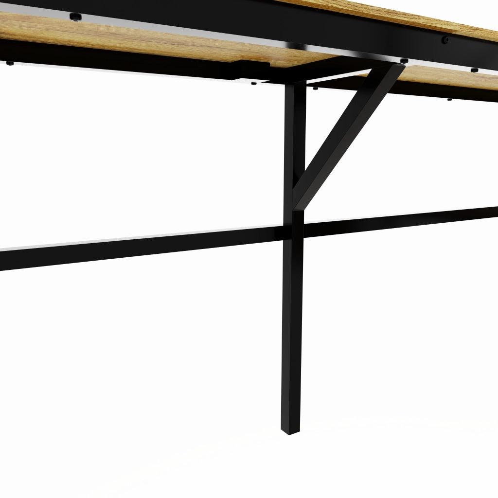 Letto a soppalco 140 × 200 cm con scrivania, armadio, ripiani e USB, senza materasso, in metallo e MDF, nero