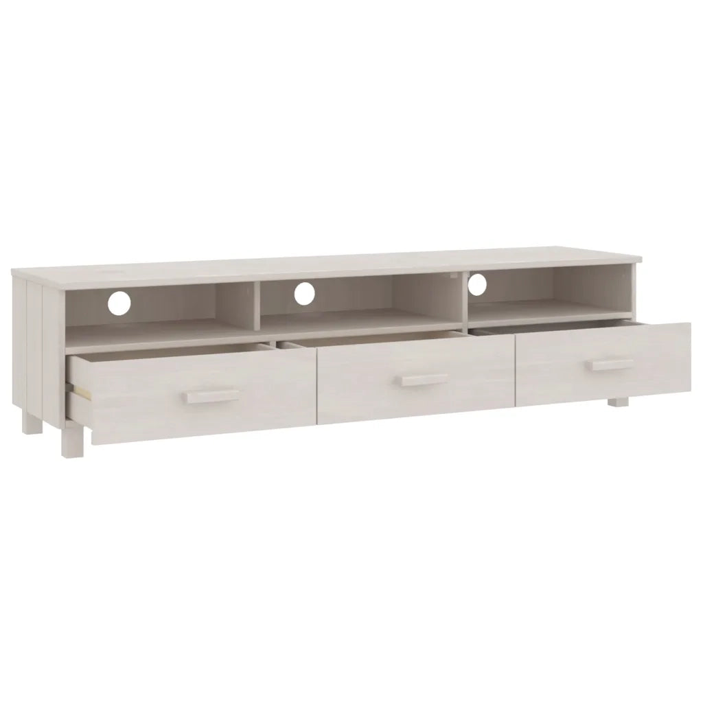 Mobile TV HAMAR Bianco 158x40x40 cm in Legno Massello di Pino 340473