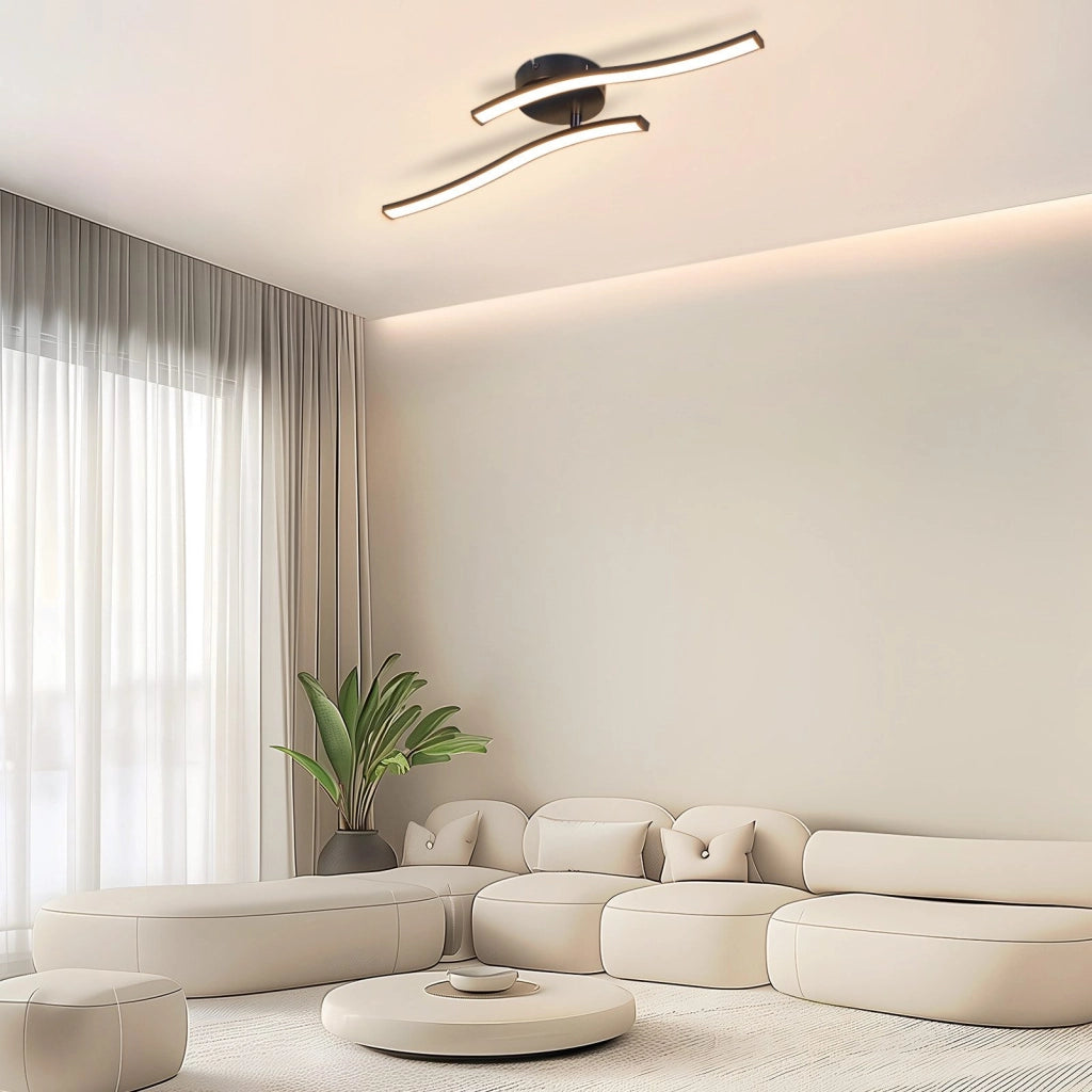 ZMH Lampada da soffitto LED nera design ondulato 3000K per soggiorno corridoio cucina