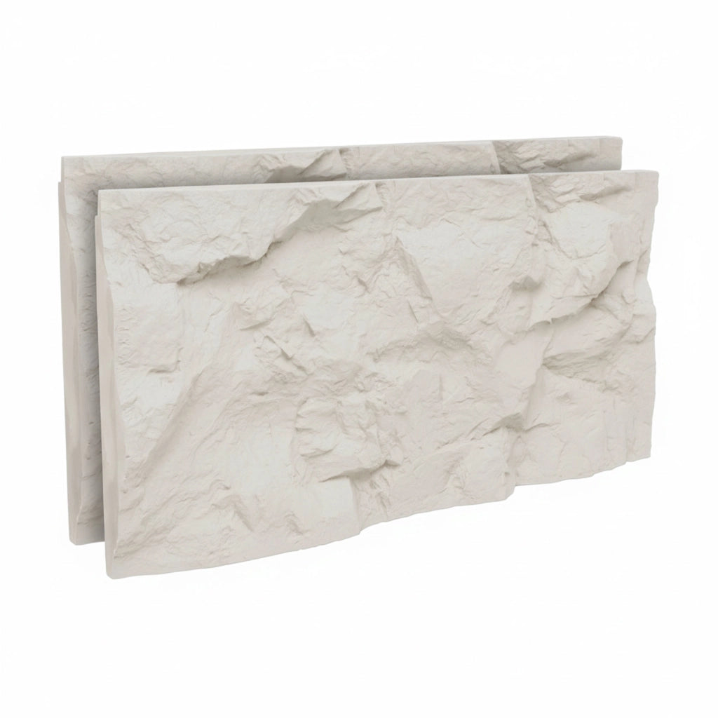 Rushmore - Set 2 pannelli decorativi 3D da parete 120x60x9 cm effetto pietra in PU Cashmere