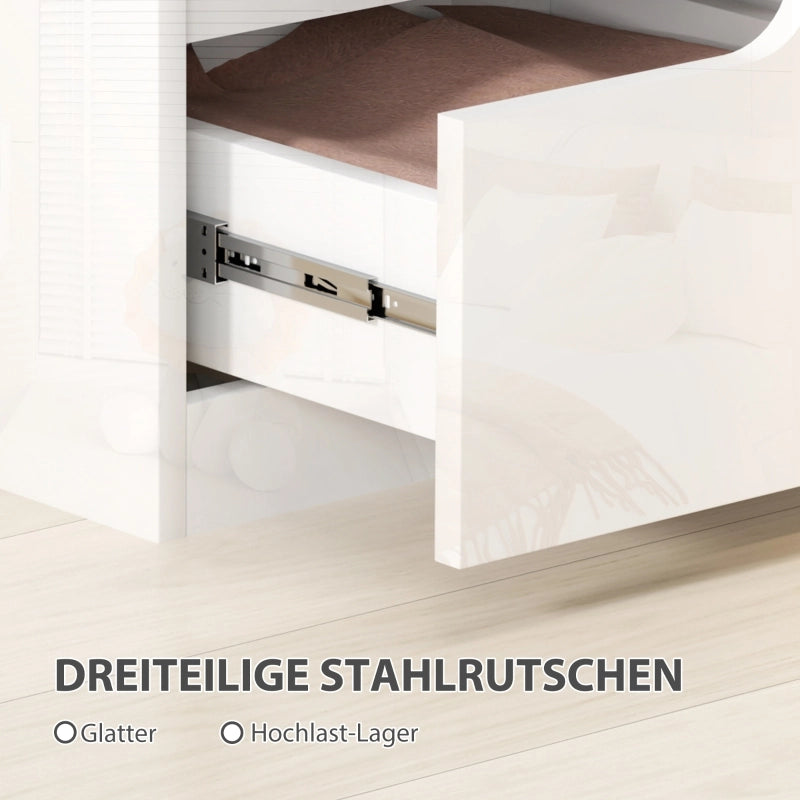 Comodino con 2 cassetti e vani contenitore, design moderno, per camera da letto e soggiorno, bianco, 40 × 40 × 48 cm
