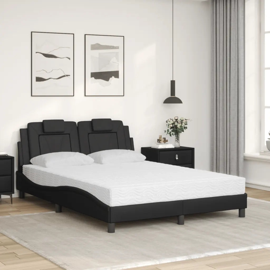 Letto Viana con Materasso Nero 140x200 cm in Similpelle