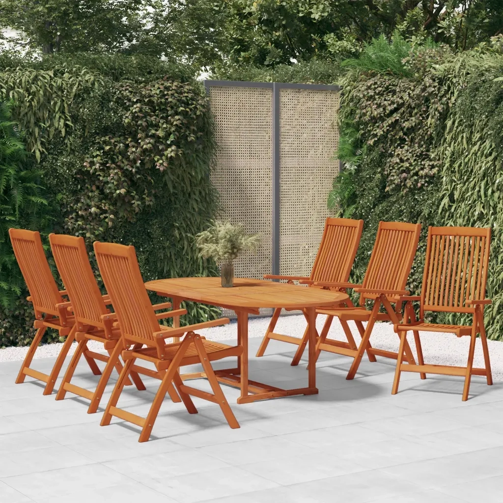 Set da Pranzo per Giardino 7 pz in Legno Massello di Eucalipto 3087336