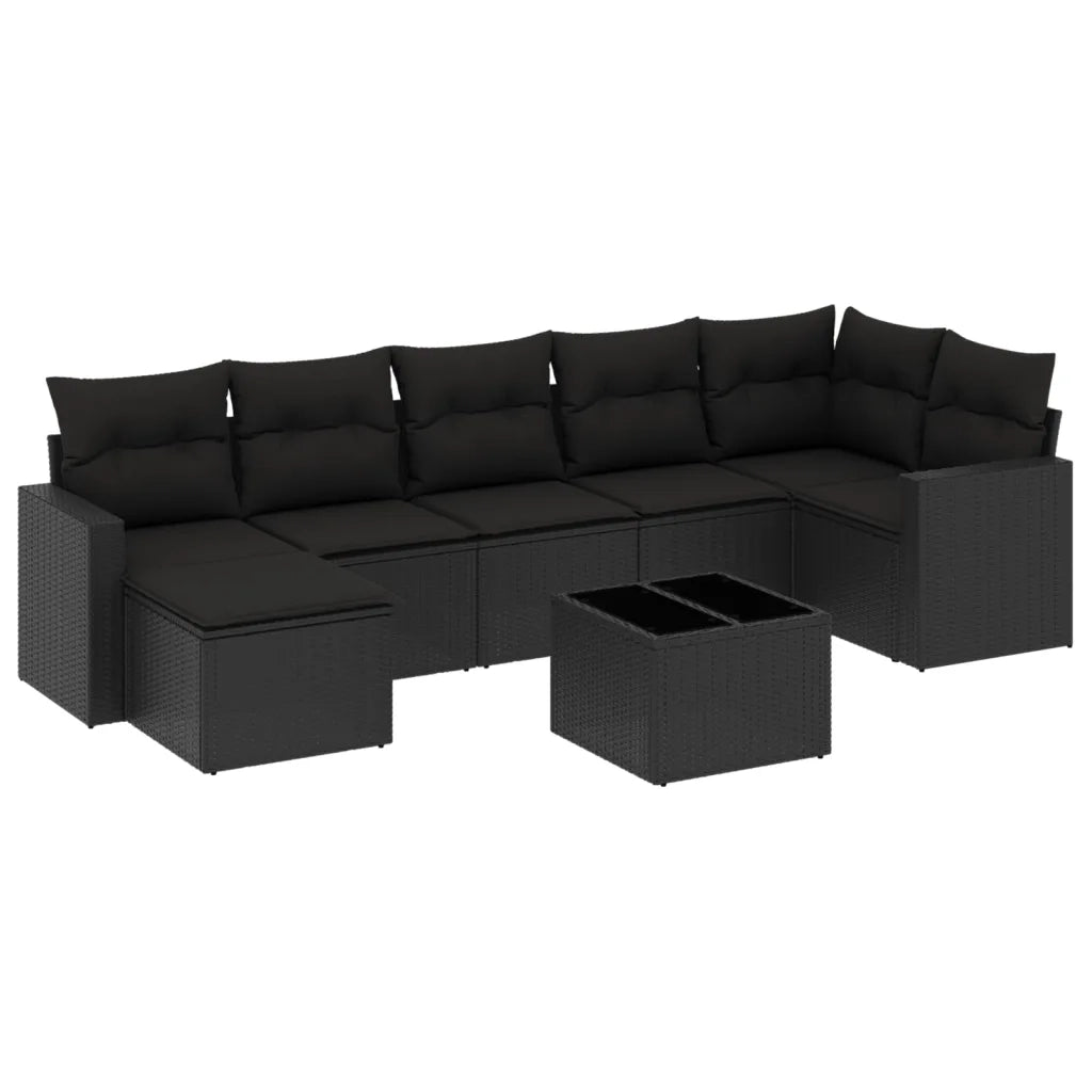 Set Divani da Giardino con Cuscini 8 pz Nero in Polyrattan 3251622