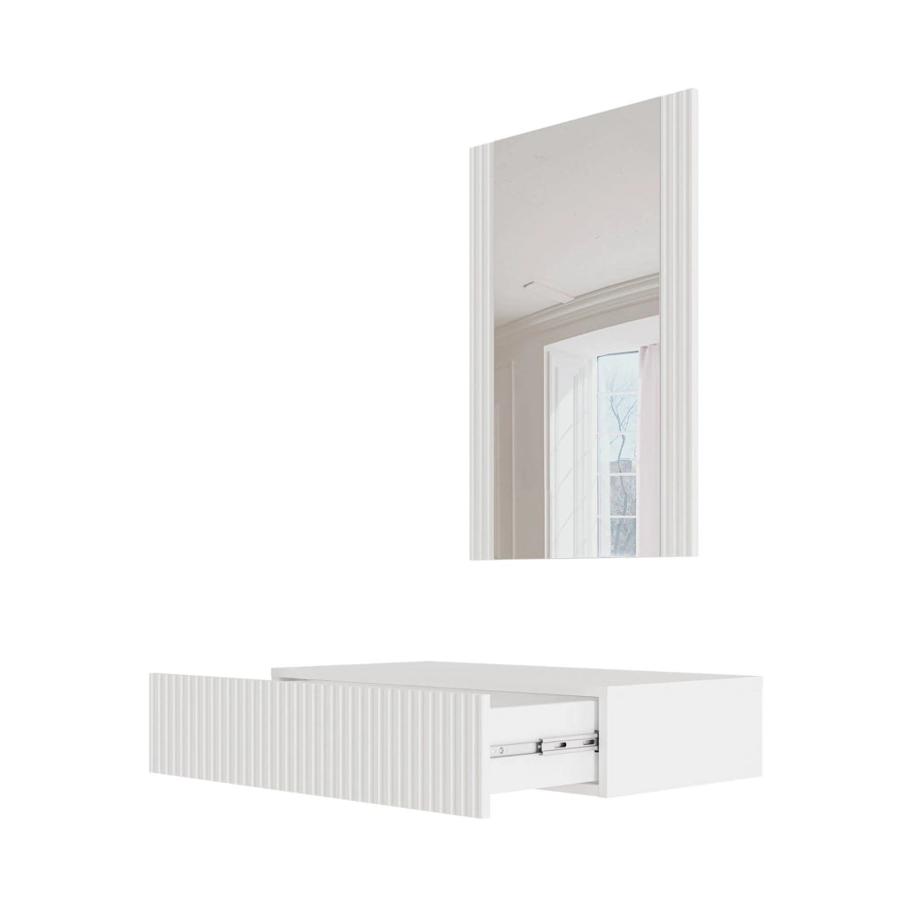 Premolo, Mobile da Ingresso Specchio Incluso, 80x42x97h cm Bianco