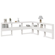Testiera libreria a L-Testata contenitore Bianca 200 cm in Legno Massello di Pino