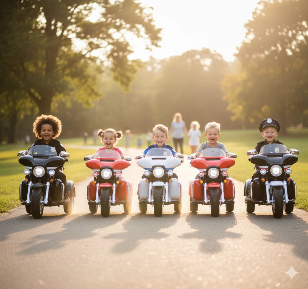 Moto Elettrica Polizia Americana 3 Ruote per Bambini 12V Kidfun Police Washington Rossa
