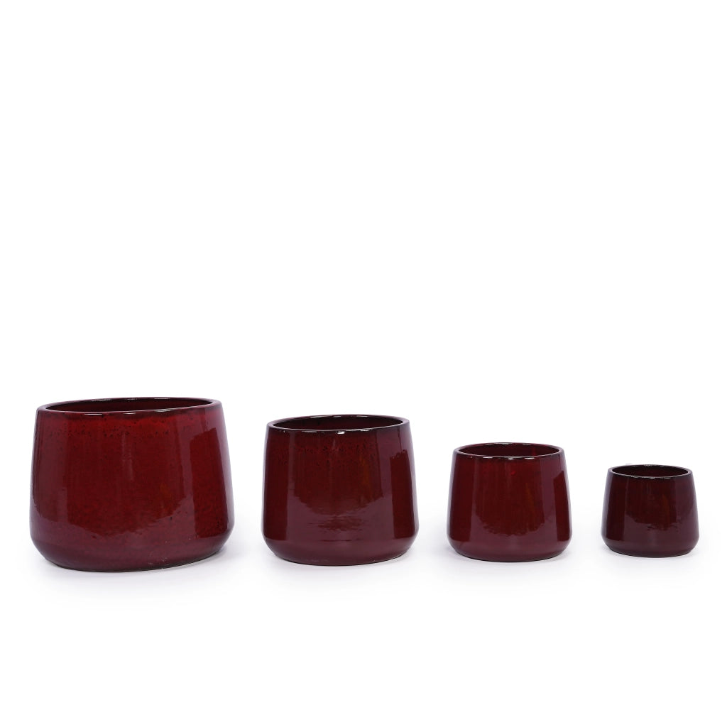 SET DI VASI 4 PEZZI Ø33/26/20/15 cm Ceramica Rossa Smaltata