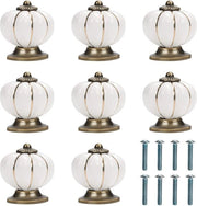 Tappi di Cermica Vintage - Maniglie a Manubrio Bianche e Dorate - 8 Pezzi - Adatti per Mobili