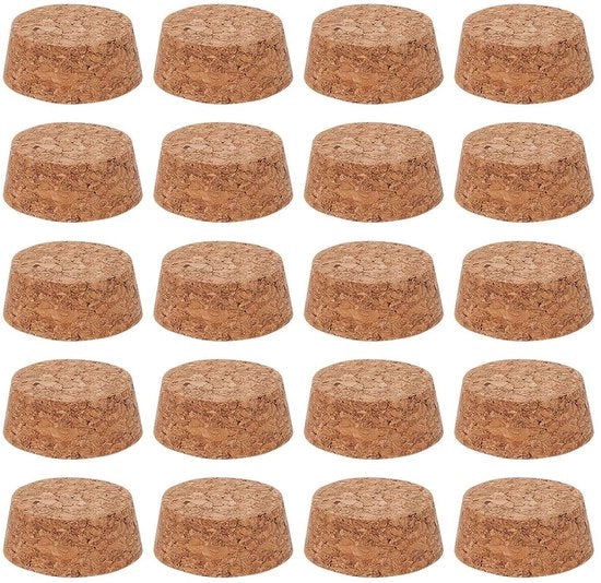 Conici Viti di Gomma in Legno - 20 Pezzi - Conici Sostitutivi per Bottiglie - Diametro 38 mm - Diametro Interno 16 mm - Viti di Gomma di Alta Qualità - Cappi per Bottiglie