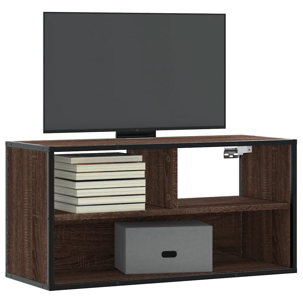 Mobile TV Rovere Marrone 80x31x39,5cm Legno Multistrato Metallo 848928